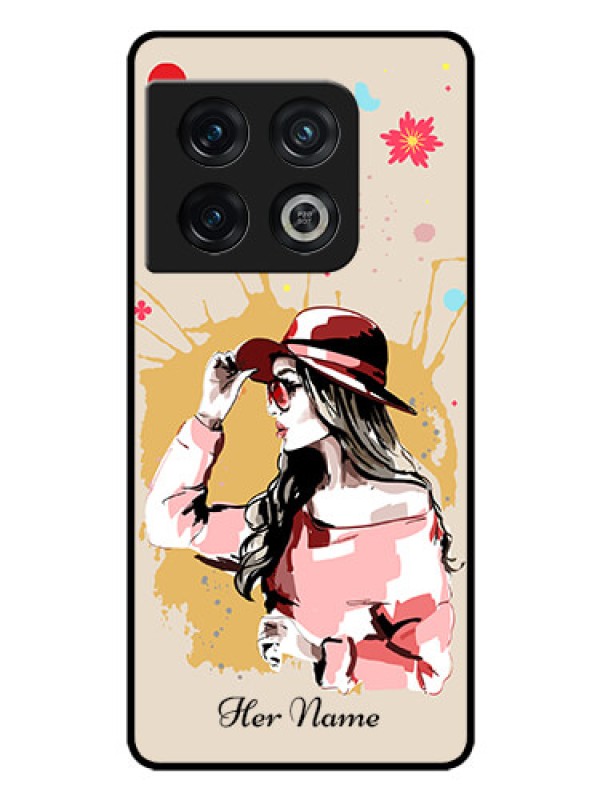 Custom OnePlus 10 Pro 5G Photo Printing on Glass Case - Women with pink hat Design