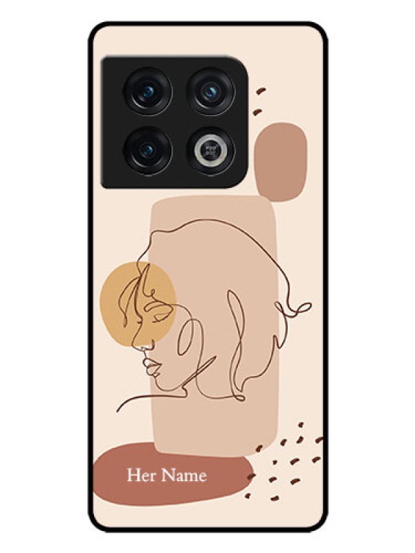 Custom OnePlus 10 Pro 5G Photo Printing on Glass Case - Calm Woman line art Design