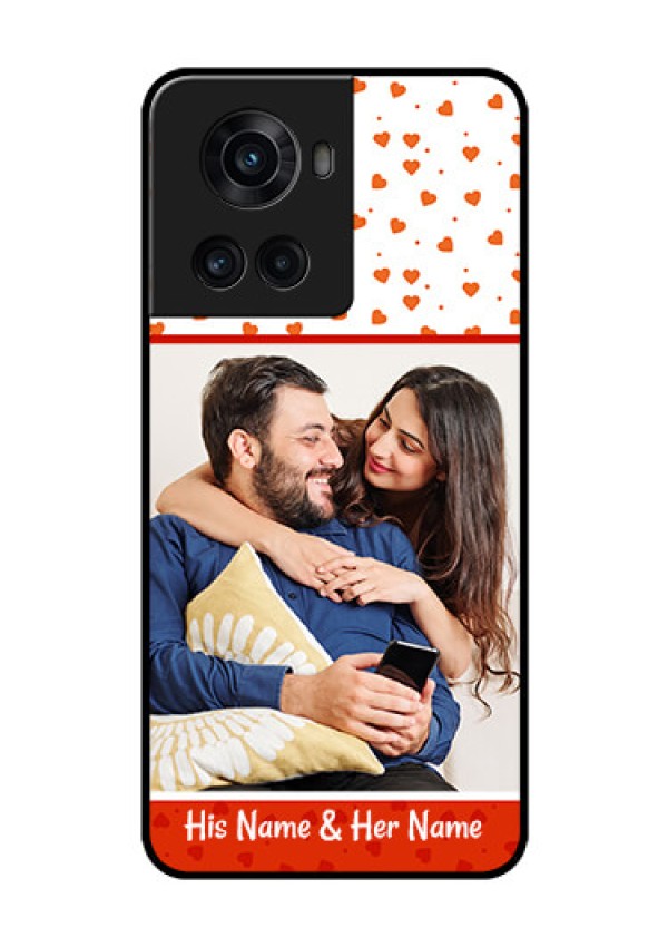OnePlus 10R 5G Custom Glass Phone Case - Orange Love Symbol Design