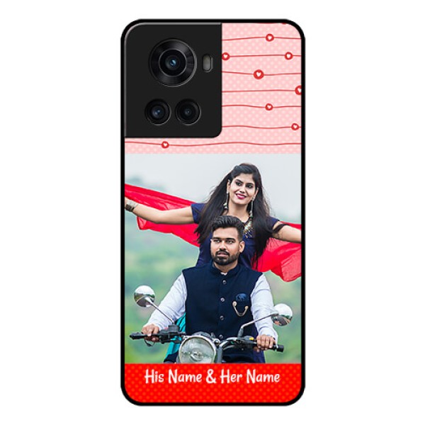 OnePlus 10R 5G Personalized Glass Phone Case - Red Pattern Case Design