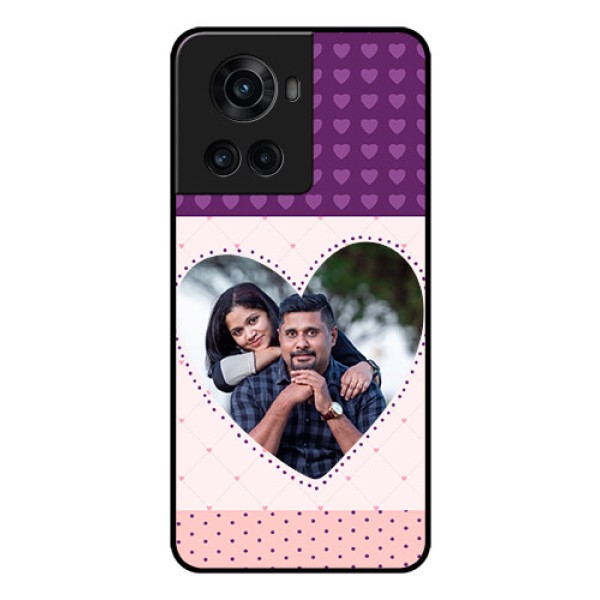 OnePlus 10R 5G Custom Glass Phone Case - Violet Love Dots Design