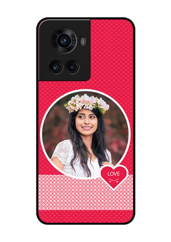 OnePlus 10R 5G Personalised Glass Phone Case - Pink Pattern Design