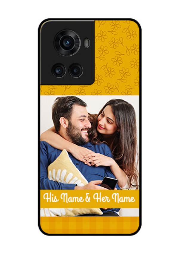 OnePlus 10R 5G Custom Glass Mobile Case - Yellow Floral Design