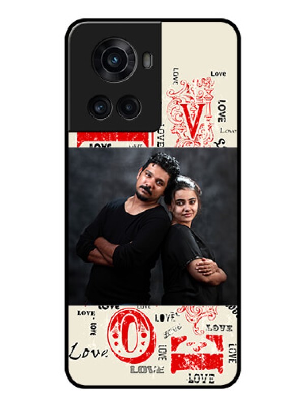 Custom OnePlus 10R 5G Photo Printing on Glass Case - Trendy Love Design Case