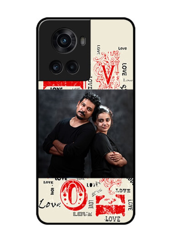 OnePlus 10R 5G Photo Printing on Glass Case - Trendy Love Design Case