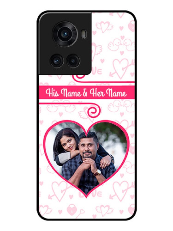 Custom OnePlus 10R 5G Personalized Glass Phone Case - Heart Shape Love Design