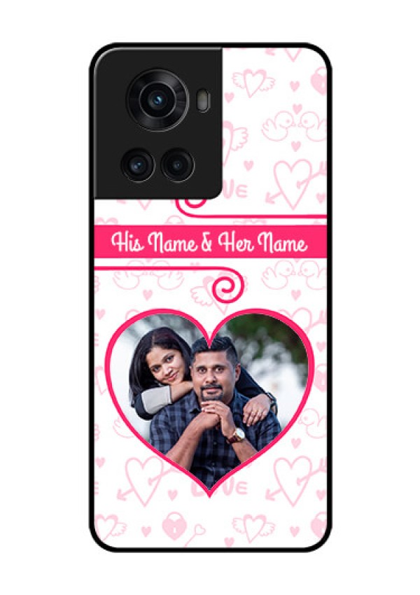 OnePlus 10R 5G Personalized Glass Phone Case - Heart Shape Love Design