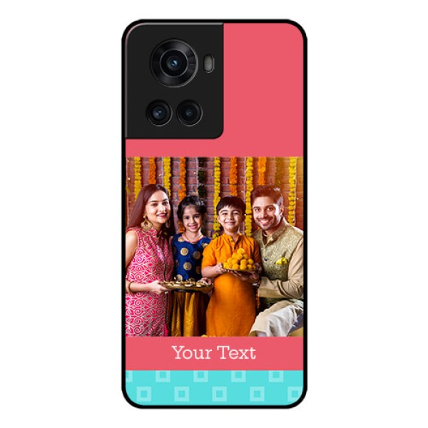 OnePlus 10R 5G Personalized Glass Phone Case - Peach & Blue Color Design OnePlus 10R 5G Personalized Glass Phone Case - Peach & Blue Color Design