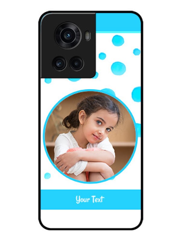 Custom OnePlus 10R 5G Photo Printing on Glass Case - Blue Bubbles Pattern Design