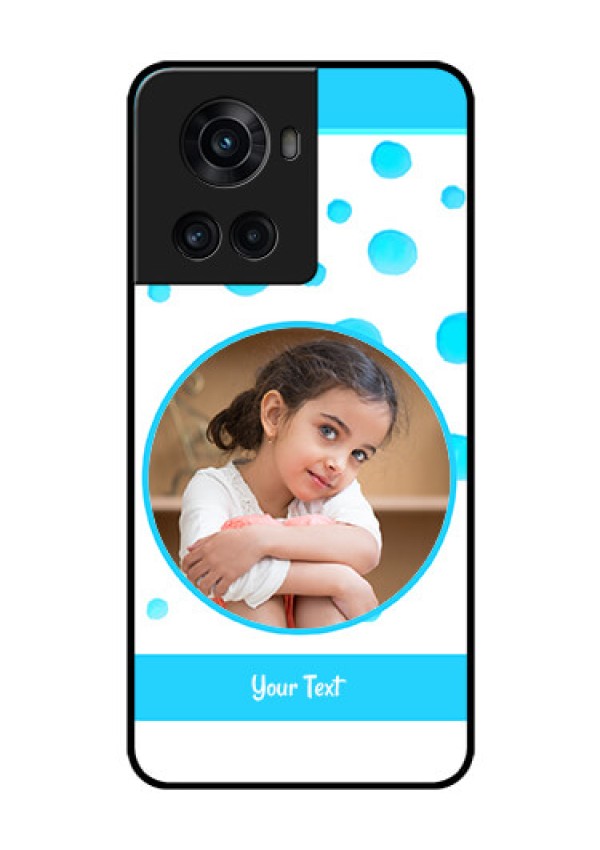 OnePlus 10R 5G Photo Printing on Glass Case - Blue Bubbles Pattern Design