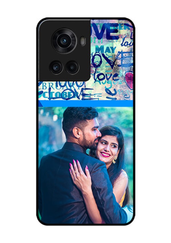 OnePlus 10R 5G Custom Glass Mobile Case - Colorful Love Design