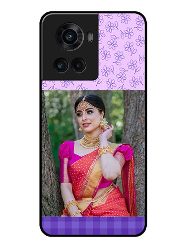 Custom OnePlus 10R 5G Custom Glass Phone Case - Purple Floral Design