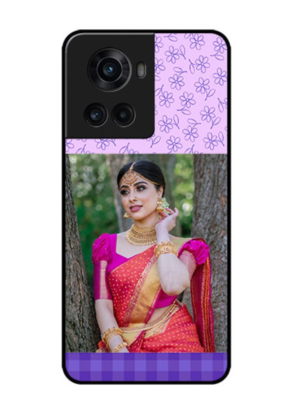 OnePlus 10R 5G Custom Glass Phone Case - Purple Floral Design