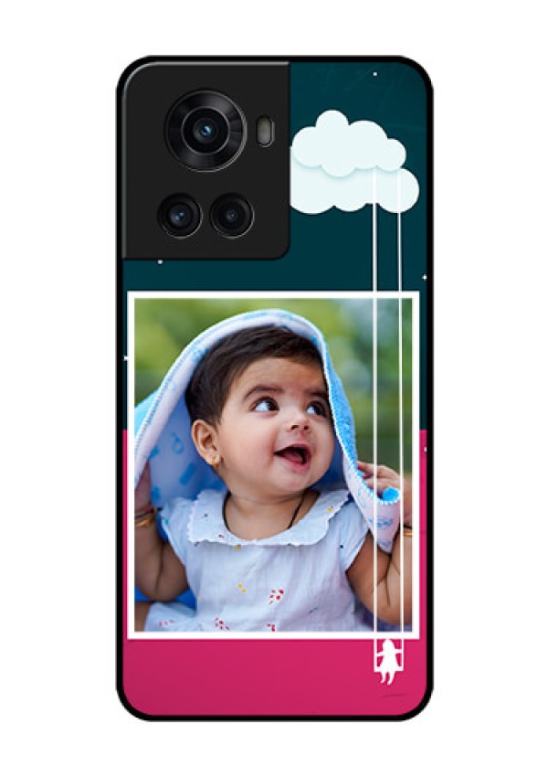 OnePlus 10R 5G Custom Glass Phone Case - Cute Girl with Cloud Design