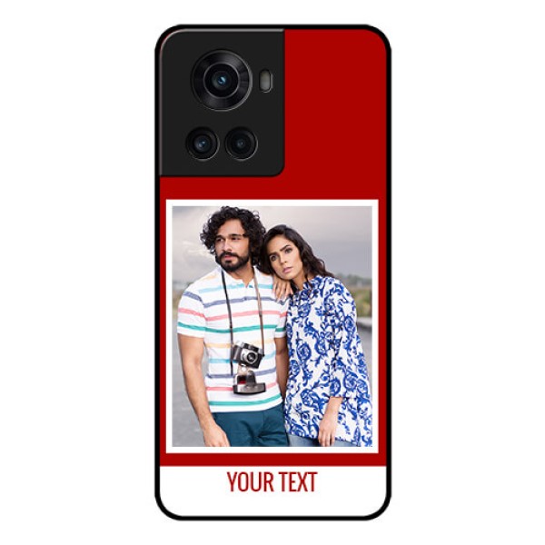 OnePlus 10R 5G Personalized Glass Phone Case - Simple Red Color Design