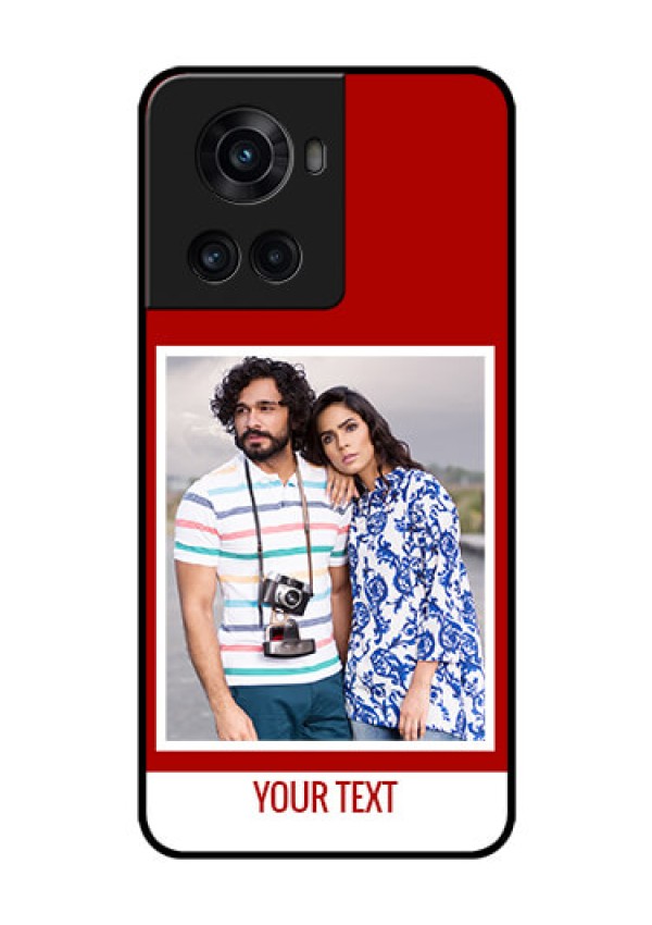 OnePlus 10R 5G Personalized Glass Phone Case - Simple Red Color Design