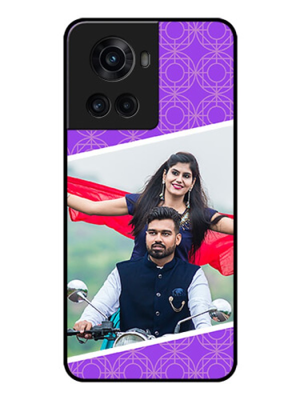 Custom OnePlus 10R 5G Custom Glass Phone Case - Violet Pattern Design