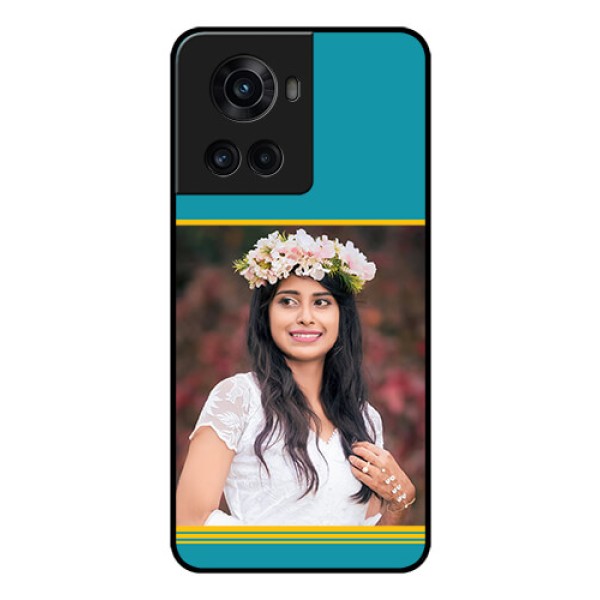 OnePlus 10R 5G Custom Glass Phone Case - Yellow & Blue Design