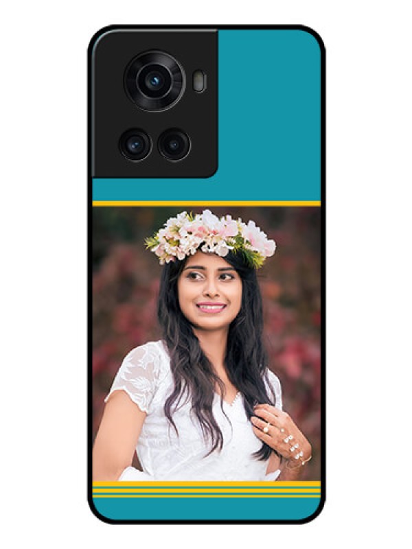 Custom OnePlus 10R 5G Custom Glass Phone Case - Yellow & Blue Design