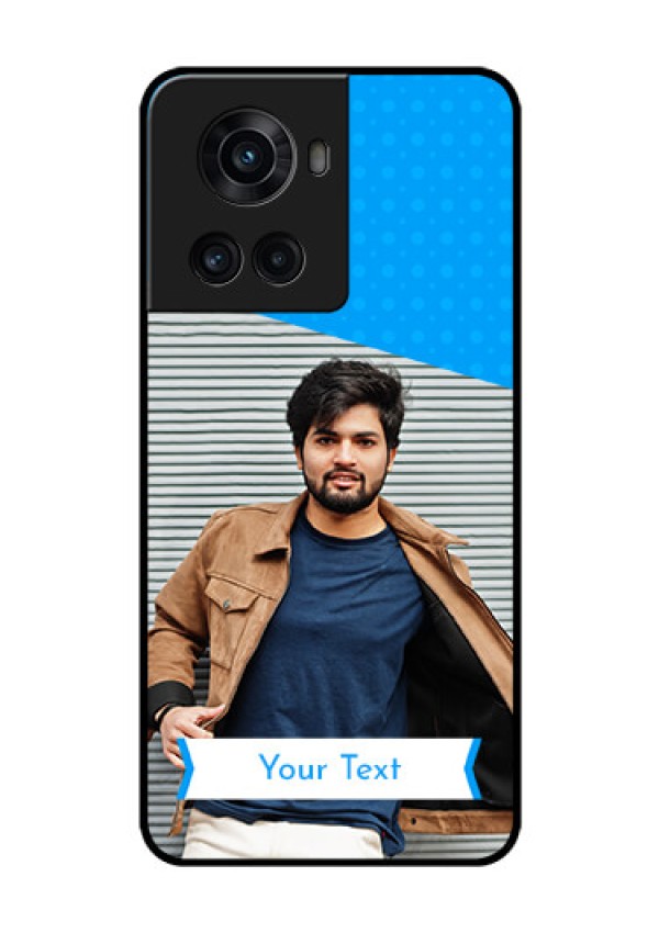 OnePlus 10R 5G Photo Printing on Glass Case - Simple Blue Color Design