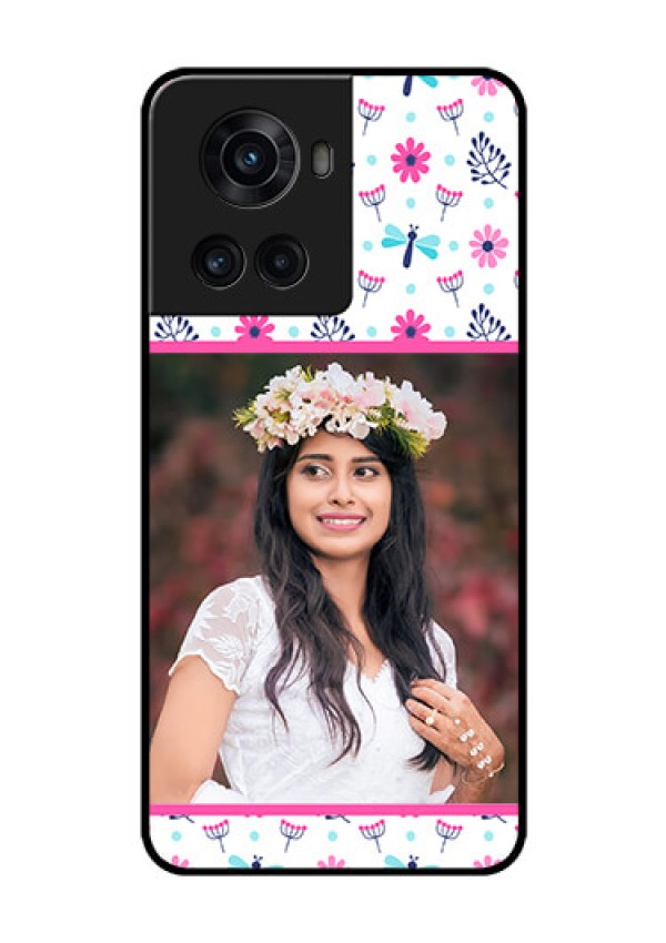 OnePlus 10R 5G Photo Printing on Glass Case - Colorful Flower Design
