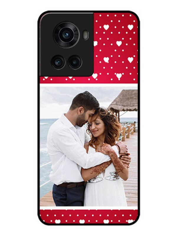 Custom OnePlus 10R 5G Photo Printing on Glass Case - Hearts Mobile Case Design