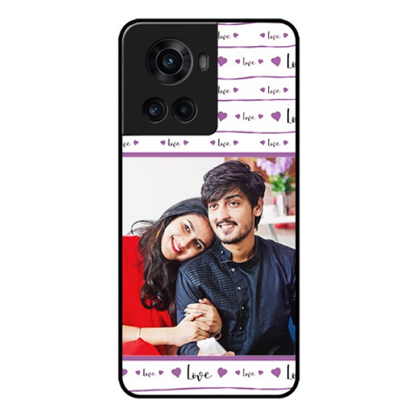 OnePlus 10R 5G Custom Glass Mobile Case - Couples Heart Design