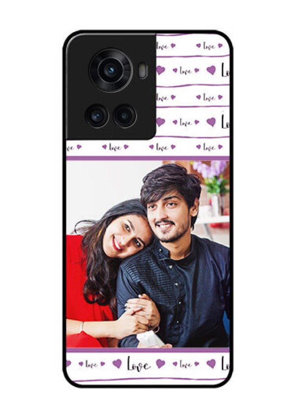OnePlus 10R 5G Custom Glass Mobile Case - Couples Heart Design