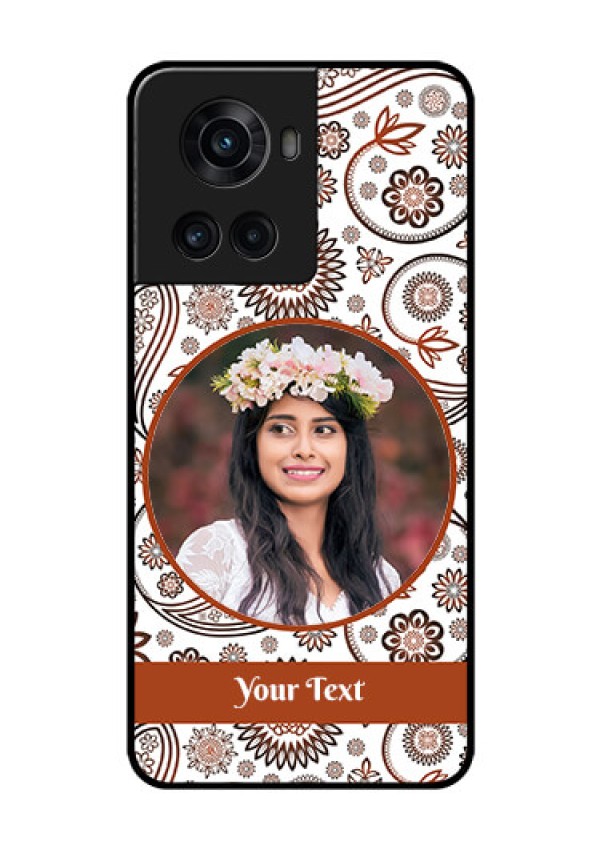 OnePlus 10R 5G Custom Glass Mobile Case - Abstract Flower Design