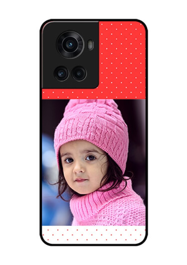 OnePlus 10R 5G Photo Printing on Glass Case - Red Pattern Design