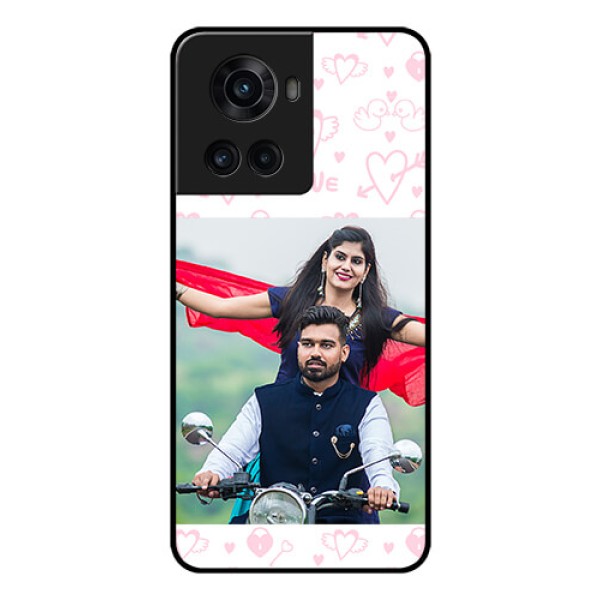 OnePlus 10R 5G Custom Glass Mobile Case - Pink Flying Heart Design OnePlus 10R 5G Custom Glass Mobile Case - Pink Flying Heart Design
