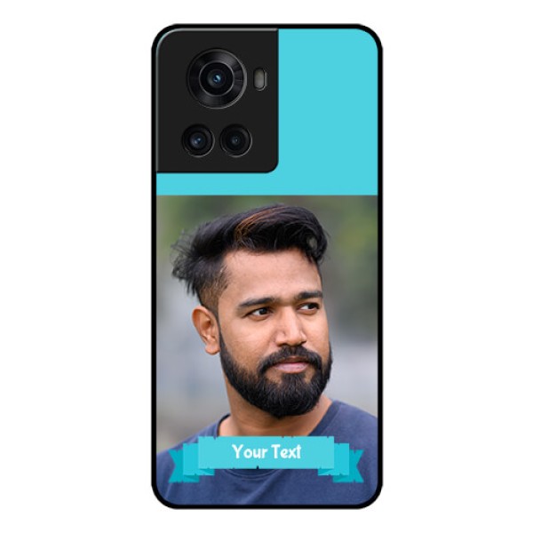 OnePlus 10R 5G Personalized Glass Phone Case - Simple Blue Color Design OnePlus 10R 5G Personalized Glass Phone Case - Simple Blue Color Design