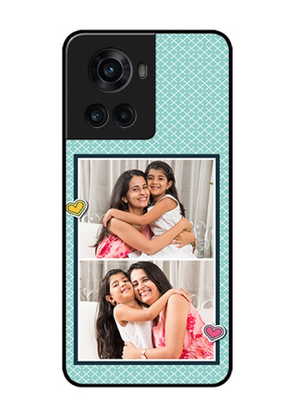 OnePlus 10R 5G Custom Glass Phone Case - 2 Image Holder with Pattern Design