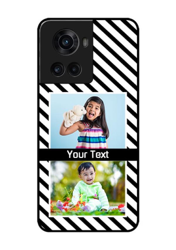 OnePlus 10R 5G Photo Printing on Glass Case - Black And White Stripes Design