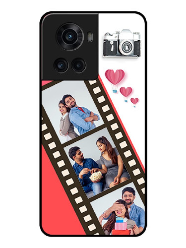 Custom OnePlus 10R 5G Personalized Glass Phone Case - 3 Image Holder with Film Reel