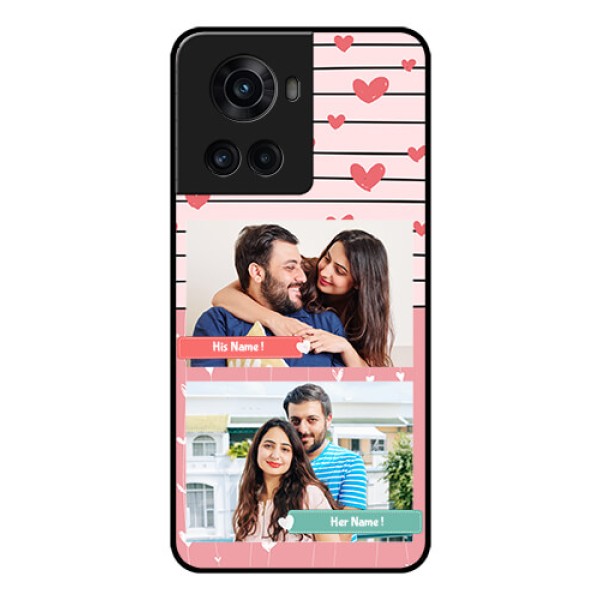OnePlus 10R 5G Custom Glass Mobile Case - Photo with Heart Design OnePlus 10R 5G Custom Glass Mobile Case - Photo with Heart Design