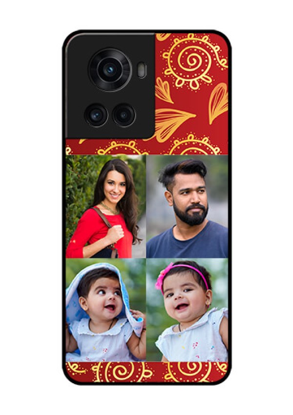 OnePlus 10R 5G Photo Printing on Glass Case - 4 Image Traditional Design