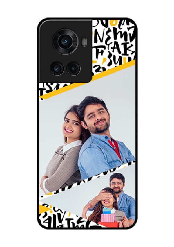 OnePlus 10R 5G Custom Glass Mobile Case - Letters Pattern Design