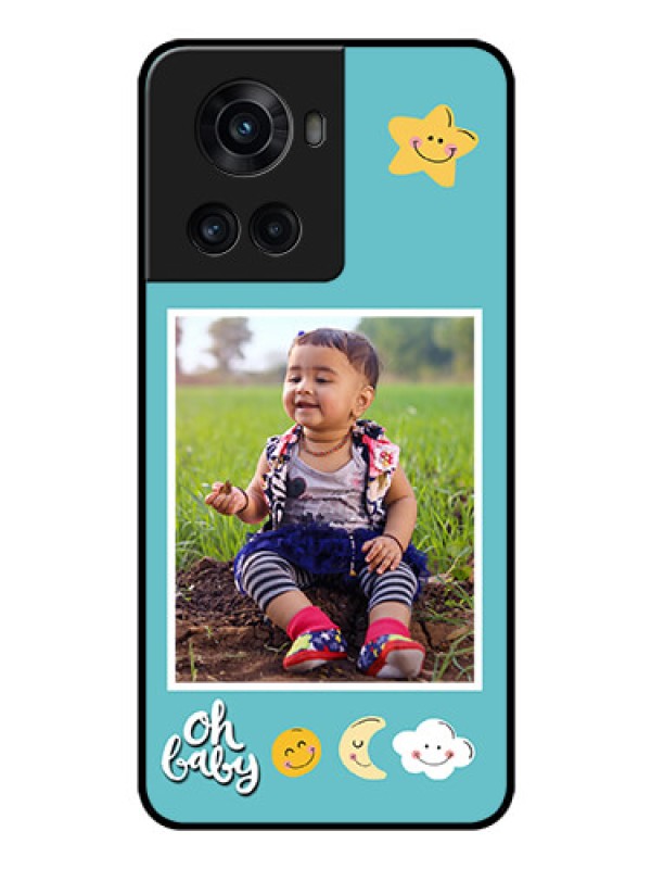 Custom OnePlus 10R 5G Personalized Glass Phone Case - Smiley Kids Stars Design