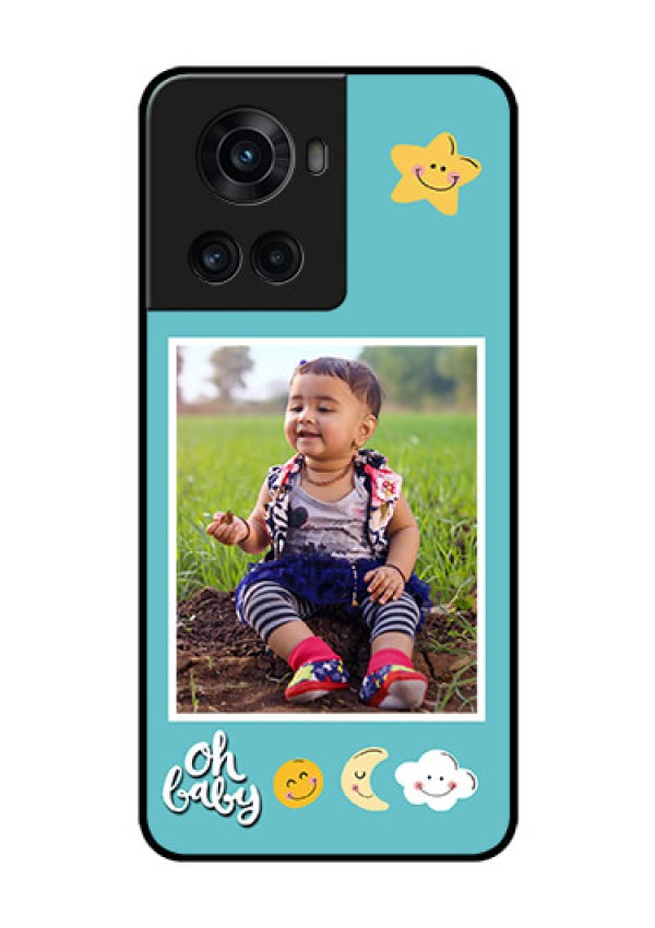 OnePlus 10R 5G Personalized Glass Phone Case - Smiley Kids Stars Design