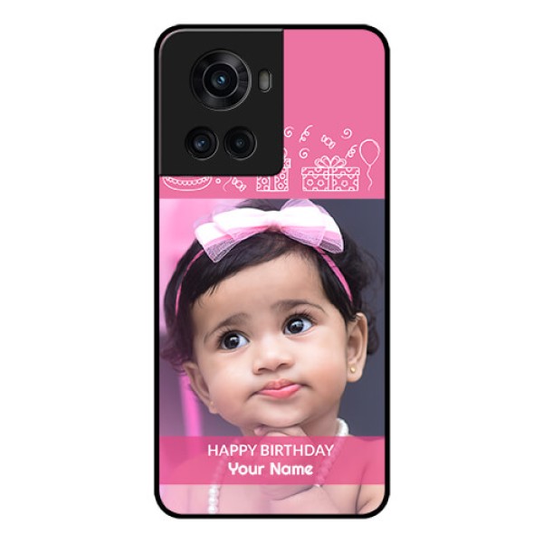OnePlus 10R 5G Photo Printing on Glass Case - with Birthday Line Art Design