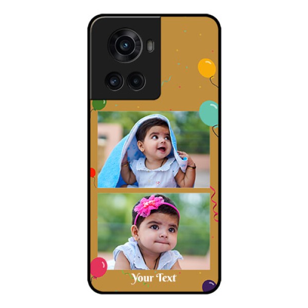 OnePlus 10R 5G Personalized Glass Phone Case - Image Holder with Birthday Celebrations Design OnePlus 10R 5G Personalized Glass Phone Case - Image Holder with Birthday Celebrations Design