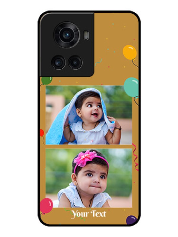 Custom OnePlus 10R 5G Personalized Glass Phone Case - Image Holder with Birthday Celebrations Design