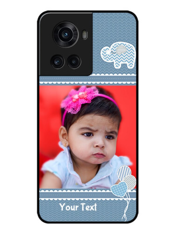 Custom OnePlus 10R 5G Photo Printing on Glass Case - with Kids Pattern Design