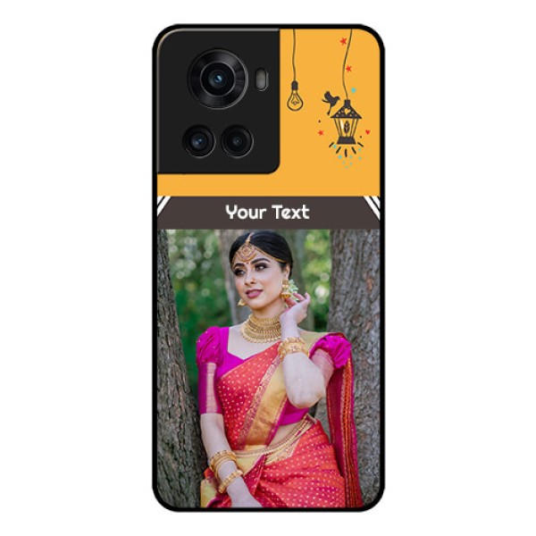 OnePlus 10R 5G Custom Glass Mobile Case - with Family Picture and Icons OnePlus 10R 5G Custom Glass Mobile Case - with Family Picture and Icons