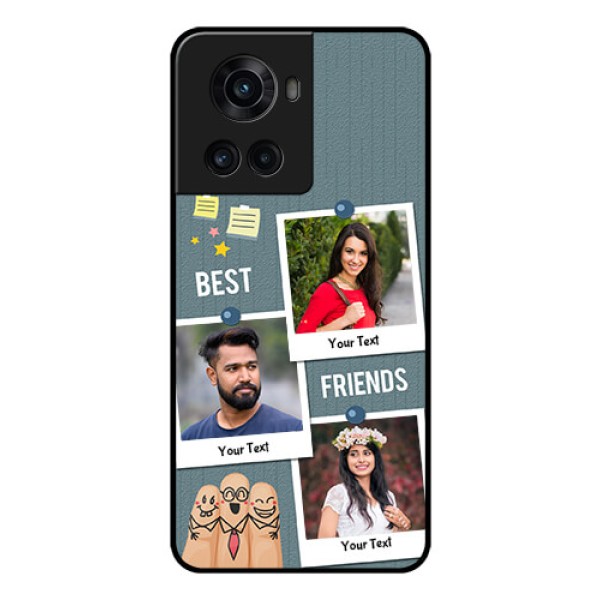 OnePlus 10R 5G Personalized Glass Phone Case - Sticky Frames and Friendship Design OnePlus 10R 5G Personalized Glass Phone Case - Sticky Frames and Friendship Design