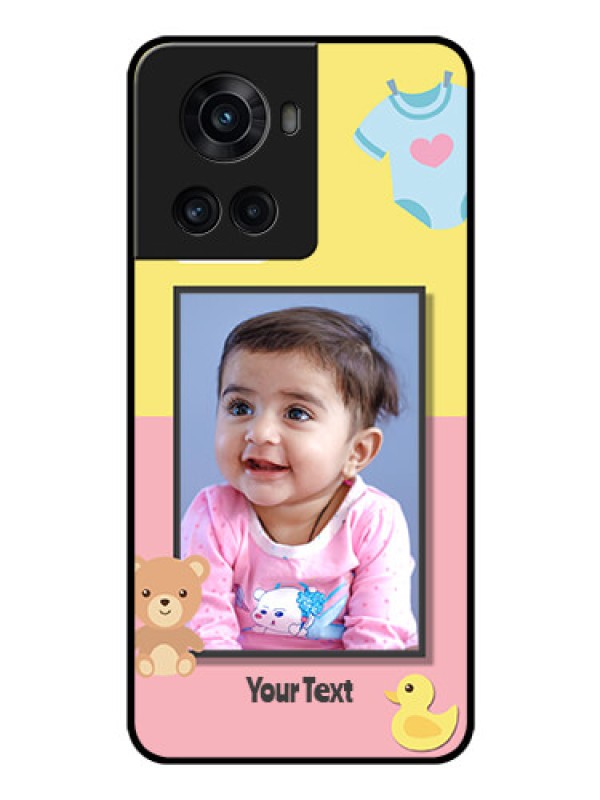 Custom OnePlus 10R 5G Photo Printing on Glass Case - Kids 2 Color Design