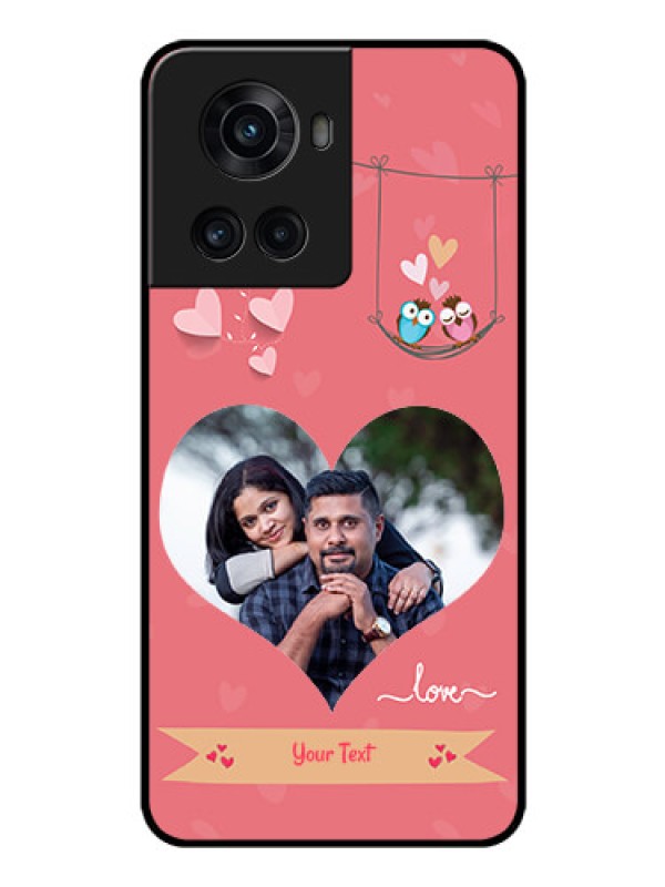 Custom OnePlus 10R 5G Personalized Glass Phone Case - Peach Color Love Design