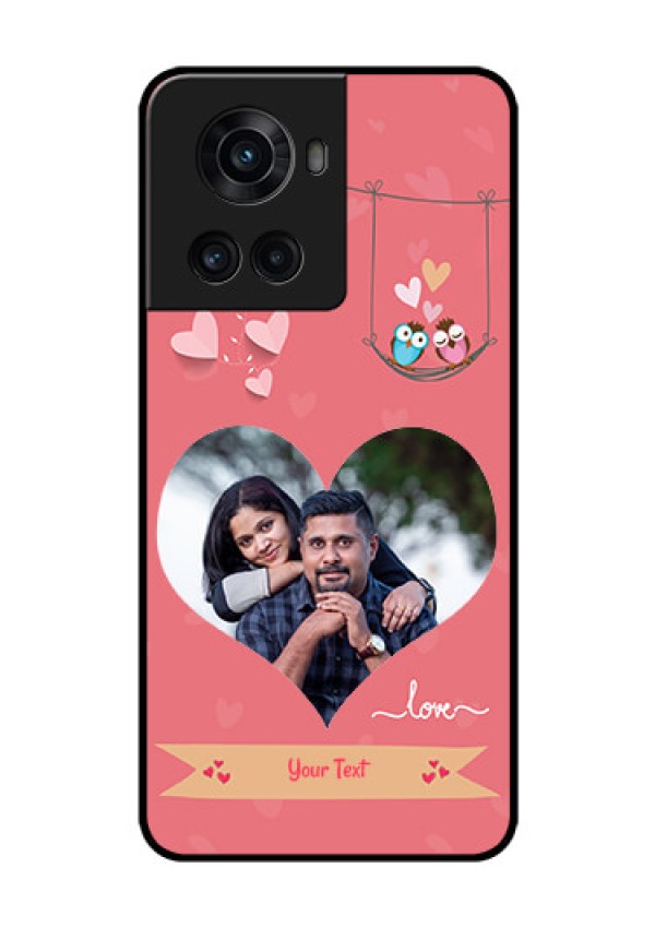 OnePlus 10R 5G Personalized Glass Phone Case - Peach Color Love Design