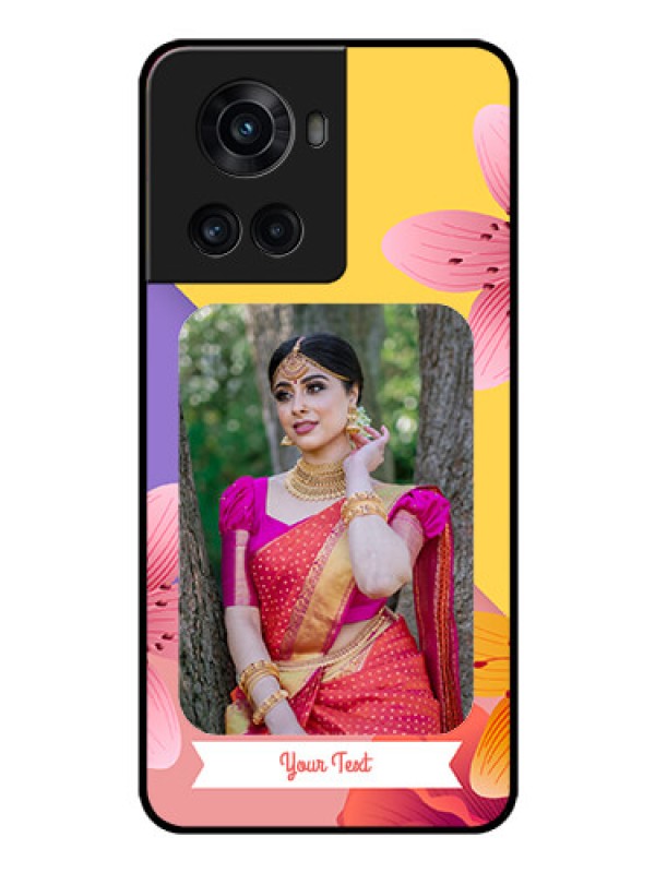 Custom OnePlus 10R 5G Custom Glass Mobile Case - 3 Image With Vintage Floral Design